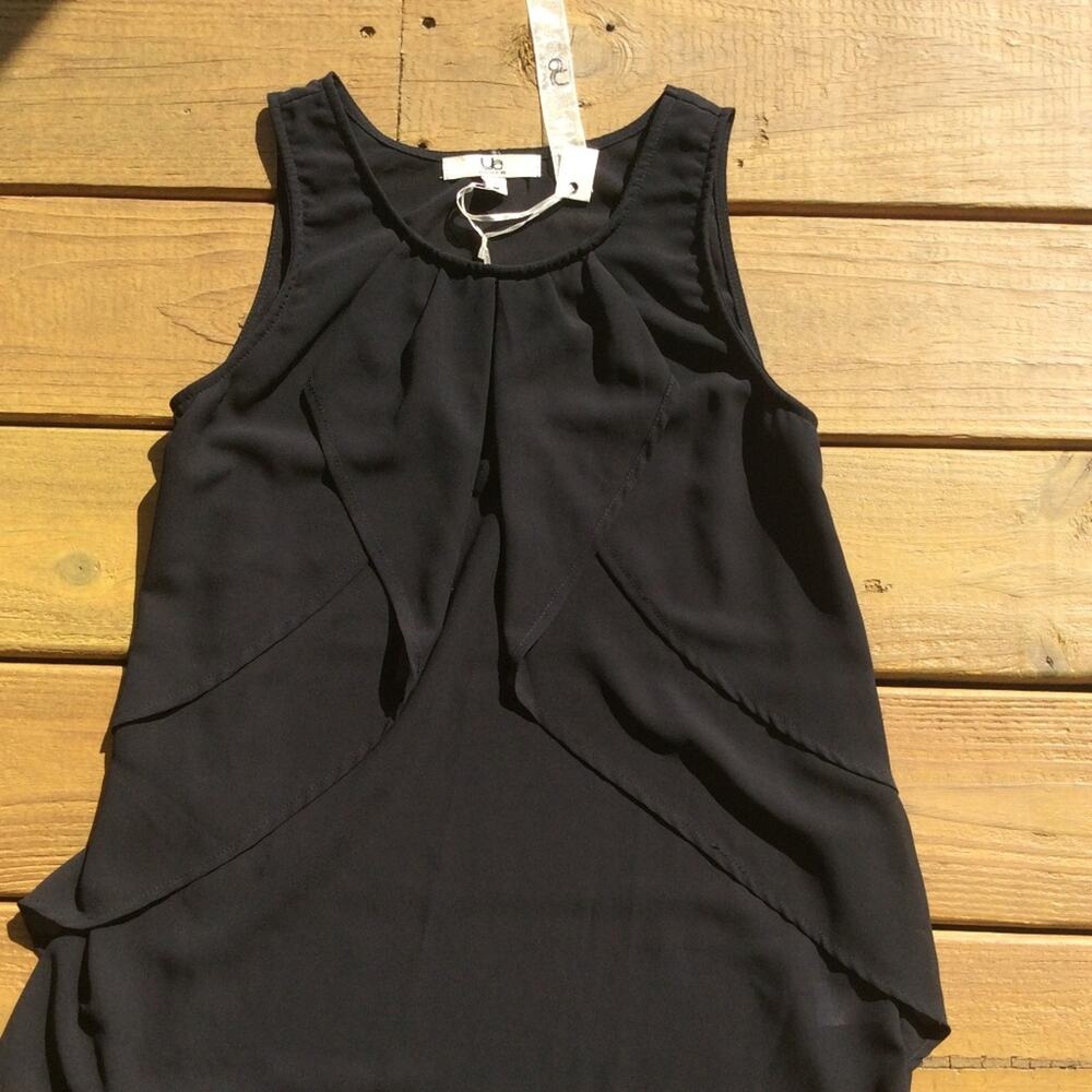 NWT Boutique YA! Black Ruffle Blouse SMALL